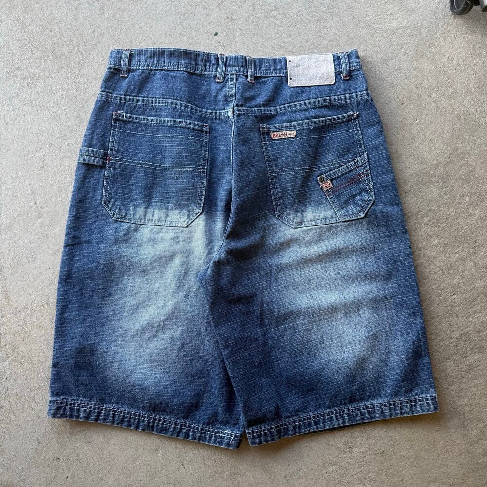Y2K Brooklyn Express Faded Wash Mens Jorts 36 x 13